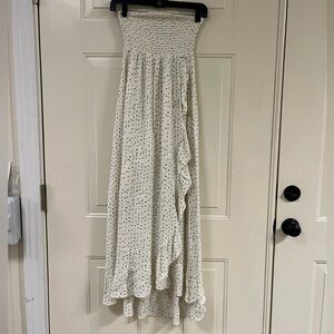 White Polka Dot Strapless Dress